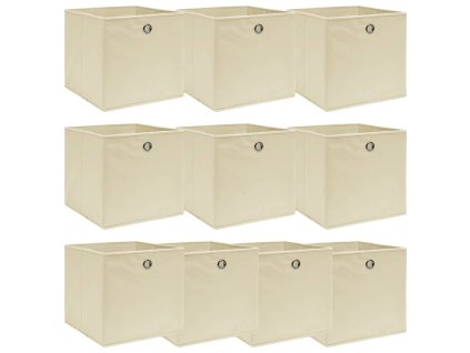 Úložné boxy 10 ks krémové 32 x 32 x 32 cm textil 288359