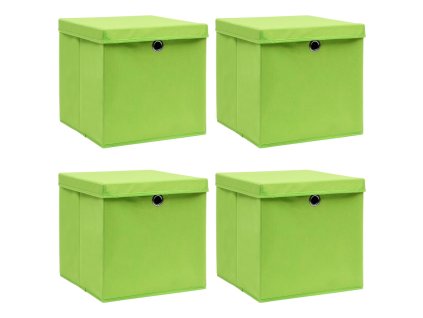 Úložné boxy s víky 4 ks zelené 32 x 32 x 32 cm textil 288370