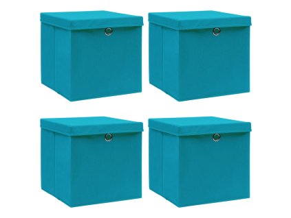 vidaXL Úložné boxy s víky 4 ks bledě modré 32 x 32 x 32 cm textil 288374