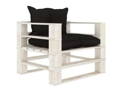 Zahradní pohovka z palet s černými poduškami dřevo 3052348