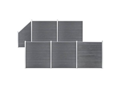Plotová sada WPC 5 čtvercových + 1 šikmý díl 446x186 cm šedá 3053237