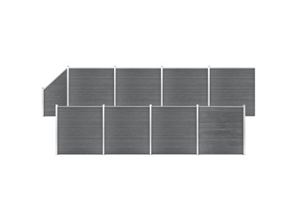 Plotová sada WPC 8 čtvercových + 1 šikmý díl 1484 x 186 cm šedá 3053240