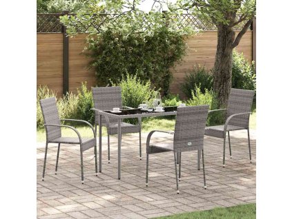 Stohovatelné zahradní židle 4 ks šedé polyratan 310085