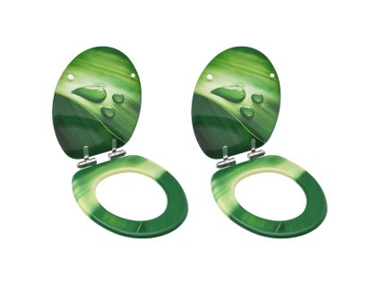 WC sedátka s funkcí pomalého sklápění 2ks MDF zelená kapka vody 3056413
