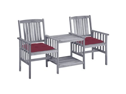 Zahradní židle s čajovým stolkem a poduškami masivní akácie 3061326