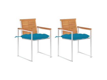 Zahradní židle s poduškami 2 ks masivní akáciové dřevo a ocel 3061507