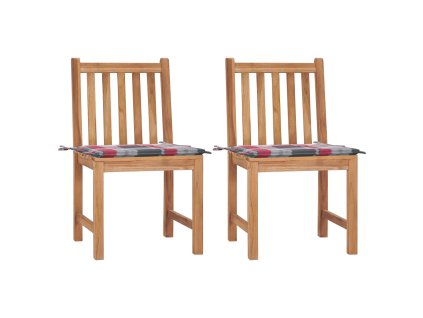 Zahradní židle 2 ks s poduškami masivní teakové dřevo 3062929