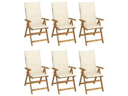 Skládací zahradní židle s poduškami 6 ks masivní akácie 3064121