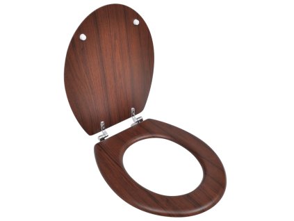 WC sedátko MDF s víkem jednoduchý design hnědé 140803
