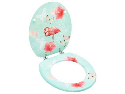 WC sedátko s víkem MDF motiv plameňáka 146905