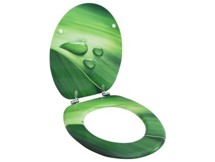 WC sedátko s víkem MDF zelené motiv vodních kapek 146908