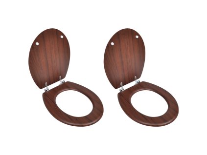WC sedátka s víky 2 ks MDF hnědá 275909