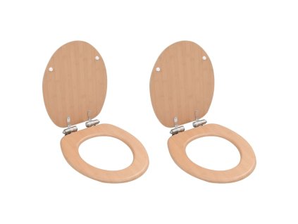 WC sedátko s funkcí pomalého sklápění 2 ks MDF motiv bambusu 276994