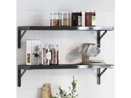 Policové držáky 4 ks 23,5 x 2,5 x 15,5 cm černé nerezová ocel 30303