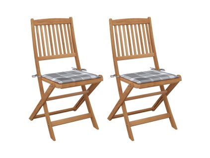 Skládací zahradní židle s poduškami 2 ks masivní akáciové dřevo 3064658