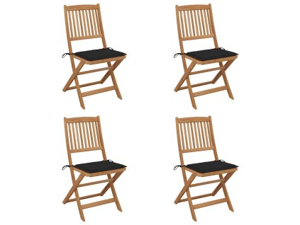 Skládací zahradní židle s poduškami 4 ks masivní akáciové dřevo 3064678
