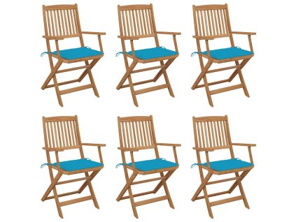 Skládací zahradní židle s poduškami 6 ks masivní akáciové dřevo 3065471