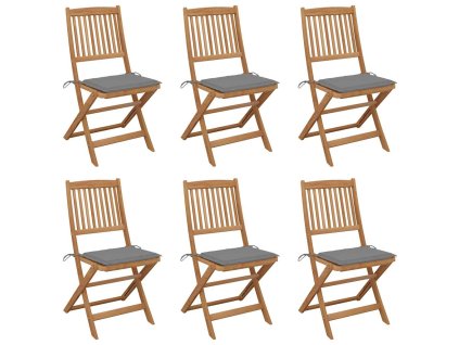 Skládací zahradní židle s poduškami 6 ks masivní akáciové dřevo 3065489