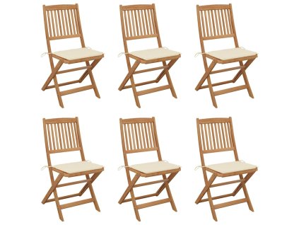 Skládací zahradní židle s poduškami 6 ks masivní akáciové dřevo 3065490
