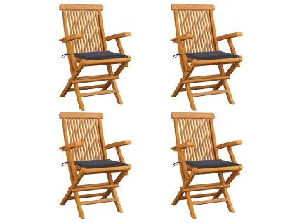 Zahradní židle s antracitovými poduškami 4 ks masivní teak 3065617