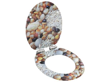 WC sedátko s funkcí pomalého sklápění MDF motiv oblázků 143935