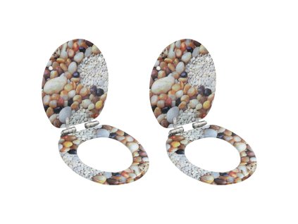 WC sedátko s funkcí pomalého sklápění 2 ks MDF motiv oblázků 277003