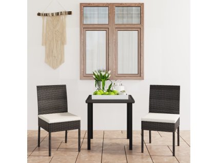 3dílný zahradní jídelní set polyratan černý 3065693