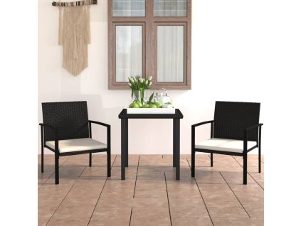 3dílný zahradní jídelní set polyratan černý 3065705