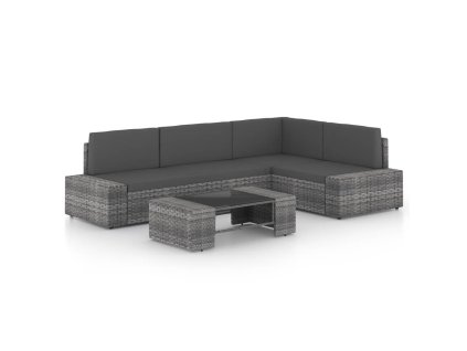 5dílná zahradní sedací souprava polyratan šedá 3067171