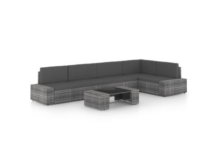 6dílná zahradní sedací souprava polyratan šedá 3067173