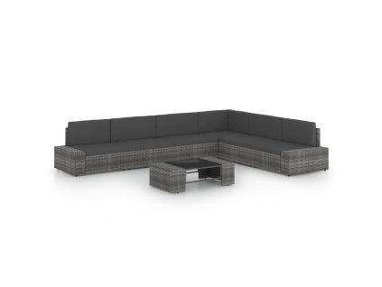 7dílná zahradní sedací souprava polyratan šedá 3067178