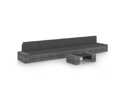 6dílná zahradní sedací souprava polyratan šedá 3067181