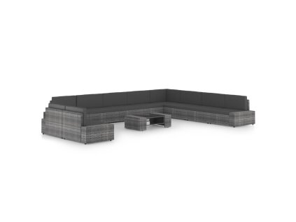 11dílná zahradní sedací souprava polyratan šedá 3067183