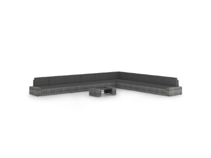 11dílná zahradní sedací souprava polyratan šedá 3067187