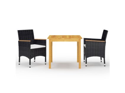 3dílný zahradní jídelní set černý 3067675