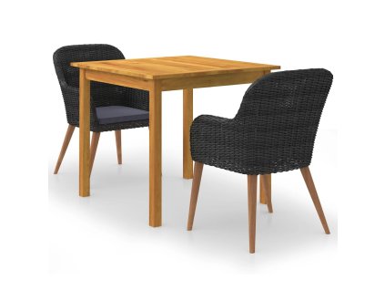 3dílný zahradní jídelní set černý 3067730