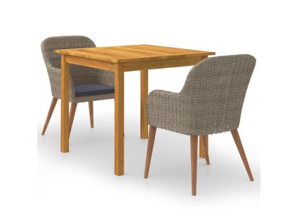 3dílný zahradní jídelní set hnědý 3067731