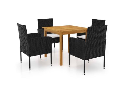 5dílný zahradní jídelní set černý 3067741