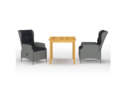 3dílný zahradní jídelní set světle šedý 3067745