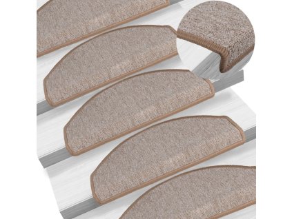 Schodové rohože 15 ks 65 x 24 x 4 cm světle hnědé, půlkulaté, velké 133886