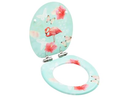 WC sedátko s funkcí pomalého sklápění MDF motiv plameňáka 146912