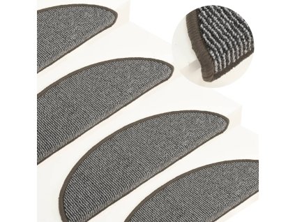 Schodové rohože 15 ks 56 x 17 x 3 cm šedé, půlkulaté 149846