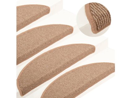 Schodové rohože 15 ks 65 x 21 x 4 cm světle hnědé, půlkulaté, velké 149859