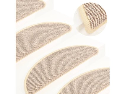 Schodové rohože 15 ks 65 x 21 x 4 cm bílé a hnědé, půlkulaté, velké 149860