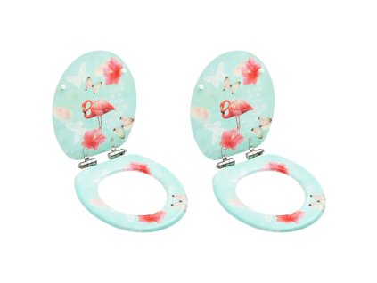 WC sedátka s funkcí pomalého sklápění 2 ks MDF motiv plameňáka 3056411