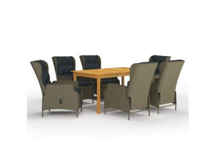 7dílný zahradní jídelní set hnědý 3067843