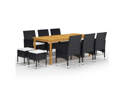 11dílný zahradní jídelní set černý 3067871