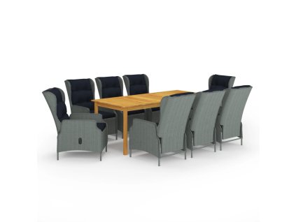 9dílný zahradní jídelní set světle šedý 3067936