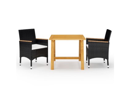 3dílný zahradní jídelní set černý 3068687