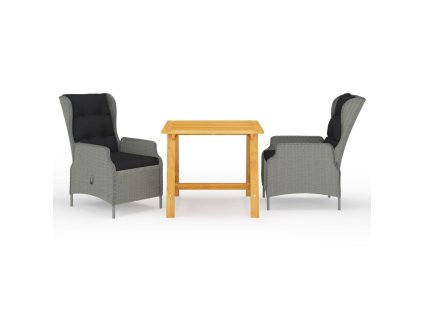 3dílný zahradní jídelní set světle šedý 3068726